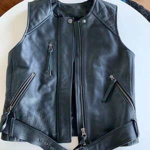 Madewell black leather moto vest jacket